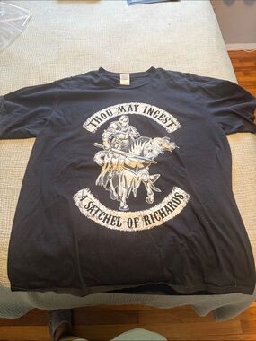 Port and Company Black Short-Sleeve Shirt with White Knight Graphic